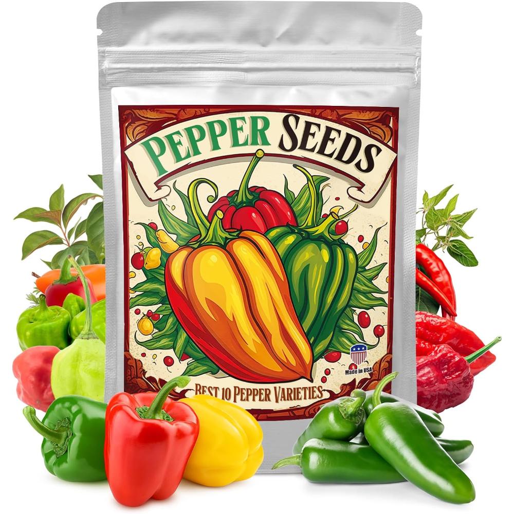 Sprout N Green 600+ 10-Variety Heirloom Organic Pepper Seeds