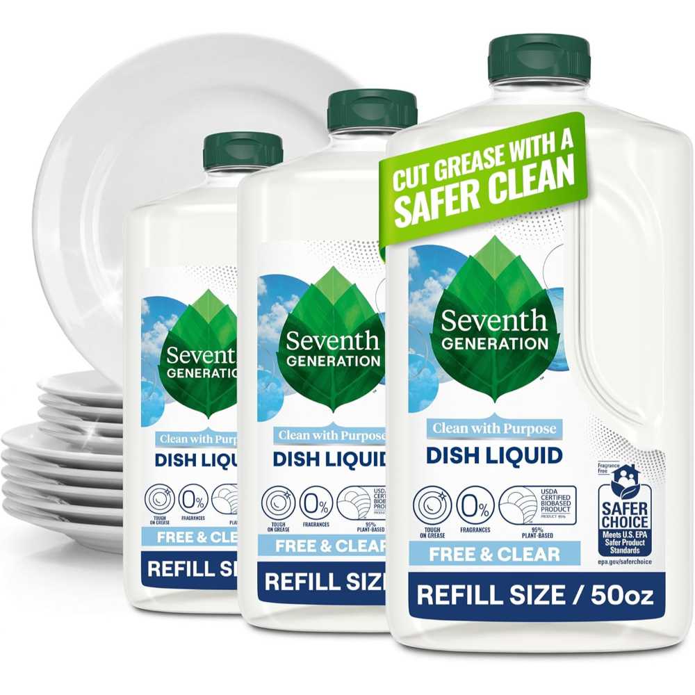 3-Pack Seventh Generation Free & Clear Dish Soap Refill, 50 oz.