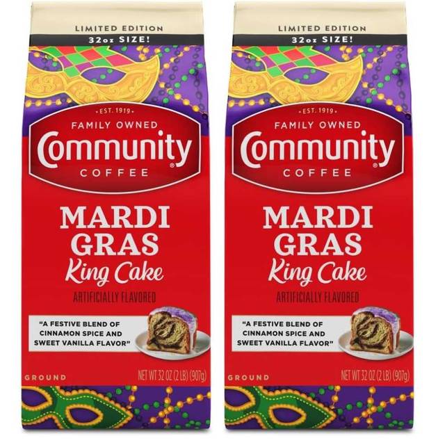 2-Pack Community Coffee Medium Roast Ground Coffee, 32 oz. (Mardi Gras King Cake)
