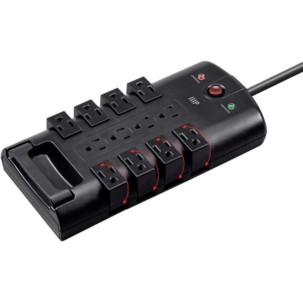 Monoprice 12-Outlet Rotating 4320-Joules Surge Protector w/ 10' Cord