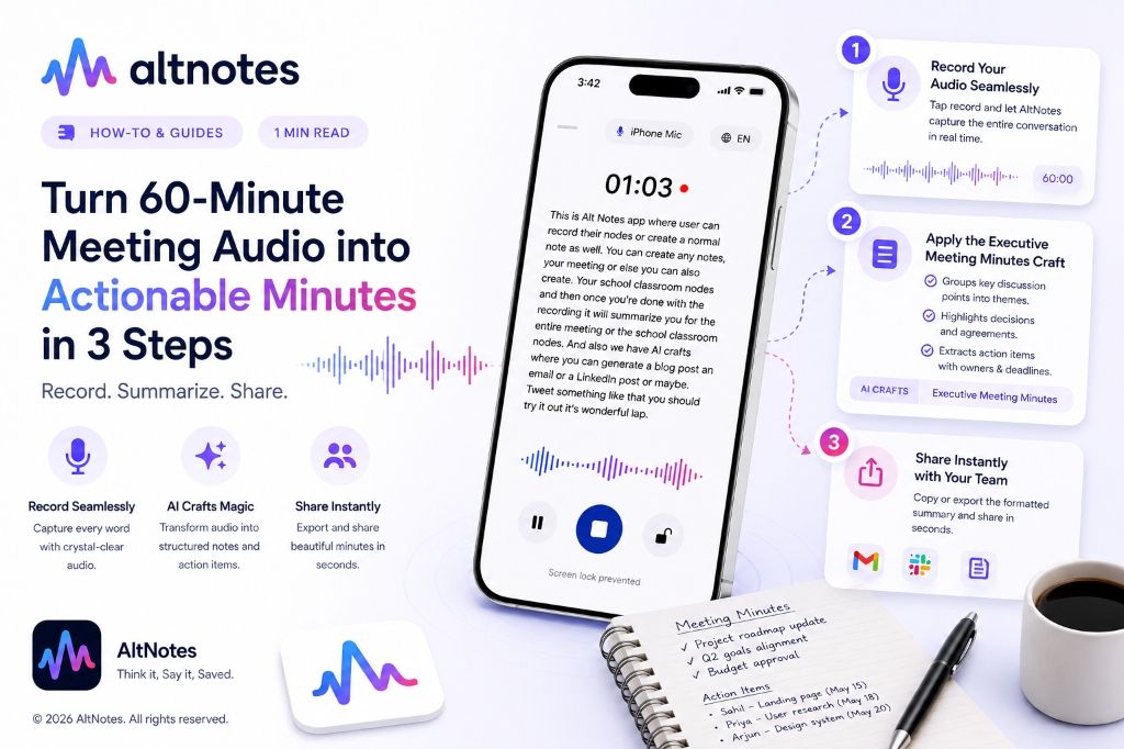 Wie Sie 60 Minuten Meeting-Audio in 3 Schritten in ein Protokoll Verwandeln