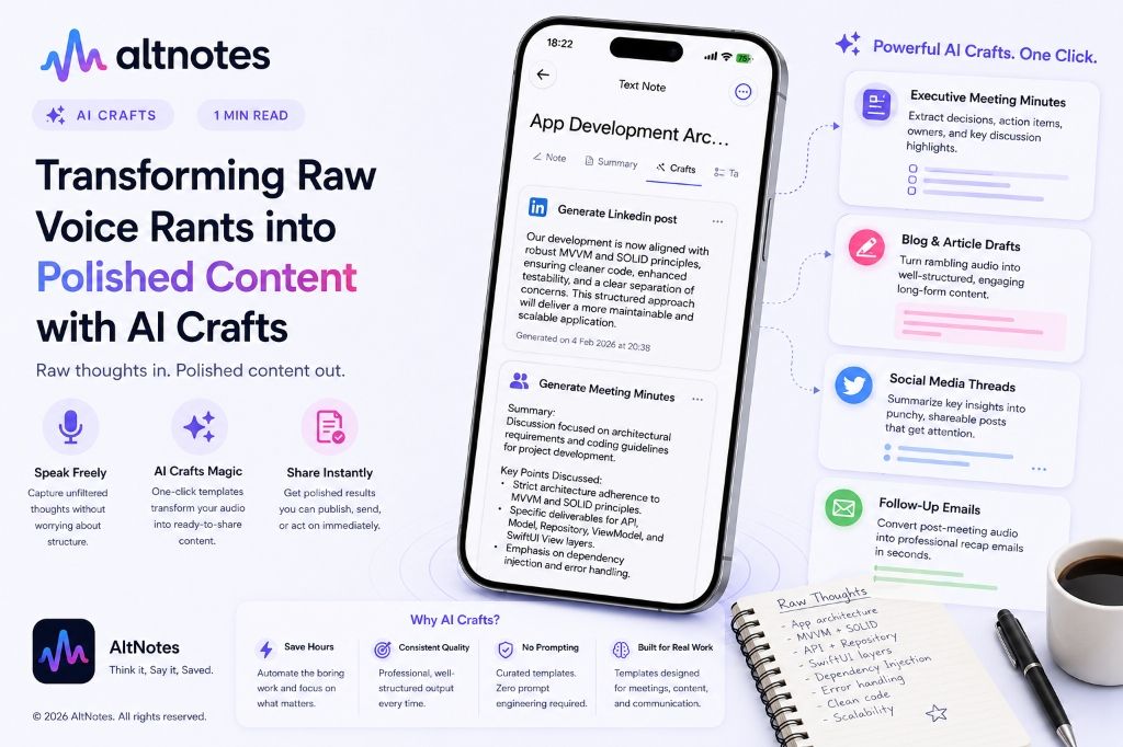 Trasforma i tuoi Audio in Contenuti Professionali con AI Crafts