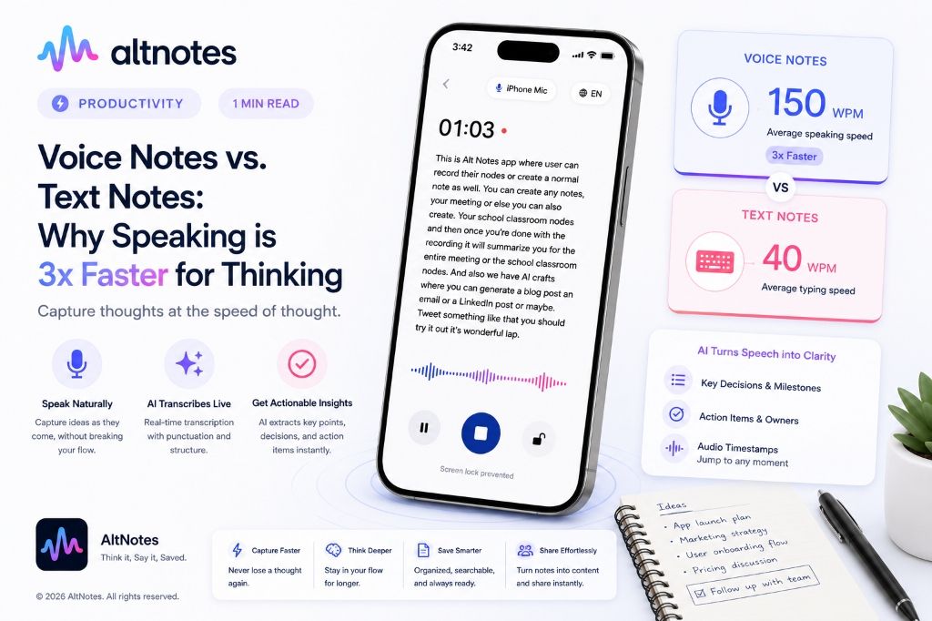 Sprachnotizen vs. Textnotizen: Warum Sprechen 3x Schneller Ist