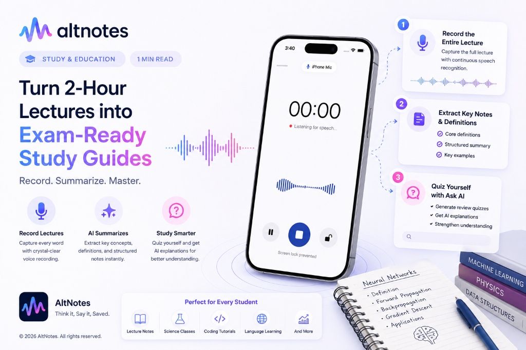 How Students Convert 2-Hour Lecture Recordings into Exam Study Guides