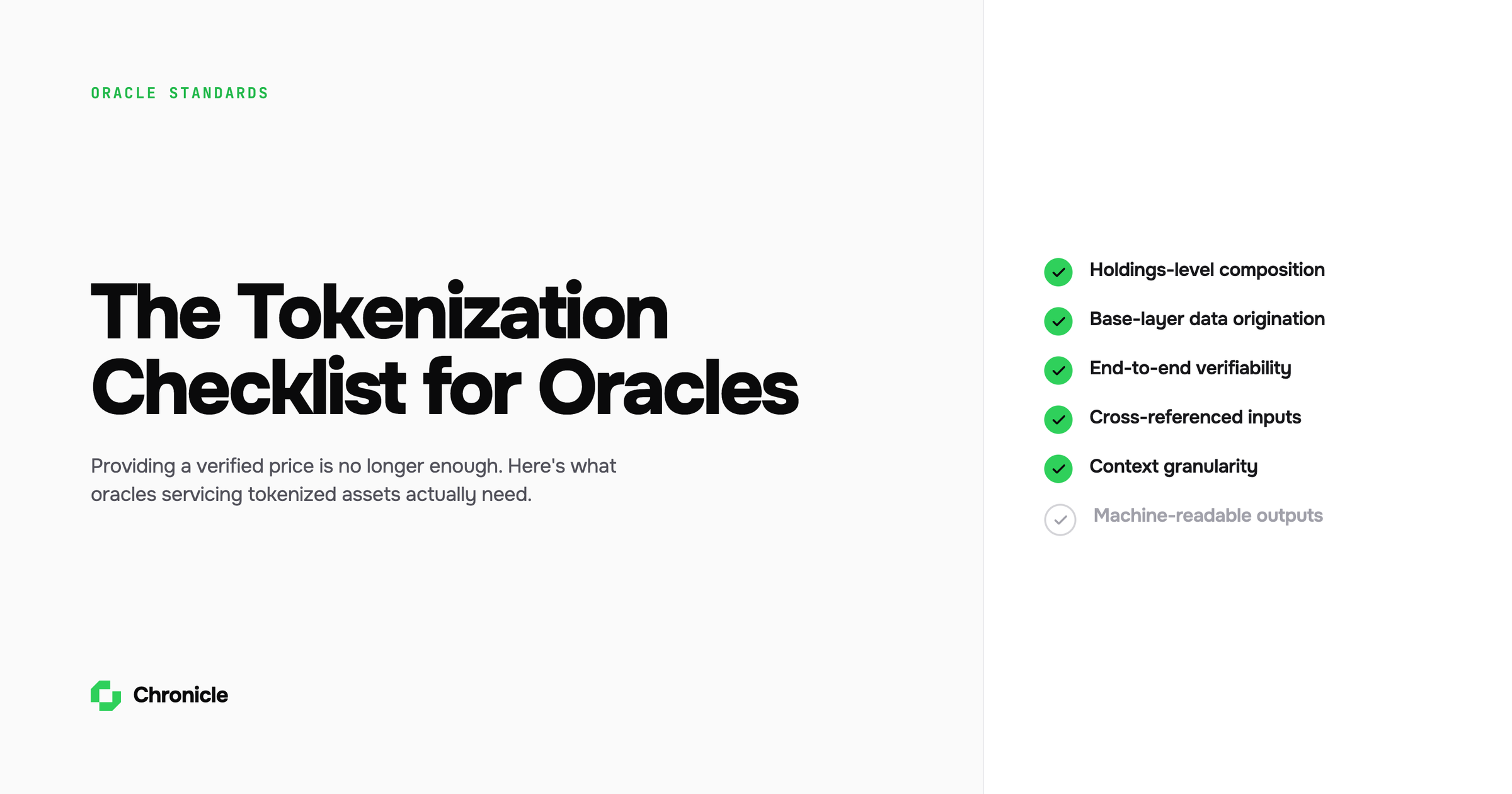 The Tokenization Checklist for Oracles
