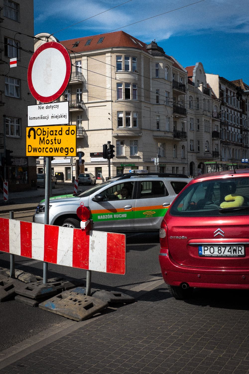 Straßenabsperrung und Straßenmeisterei in Posen