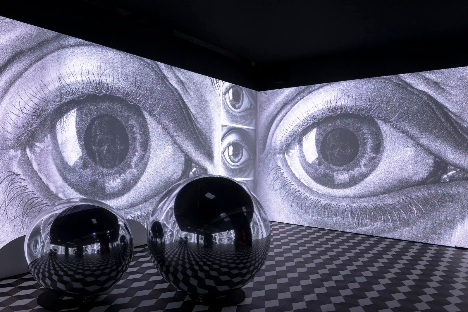 Installation view from M.C. Escher: The Exhibition at Somerset House.