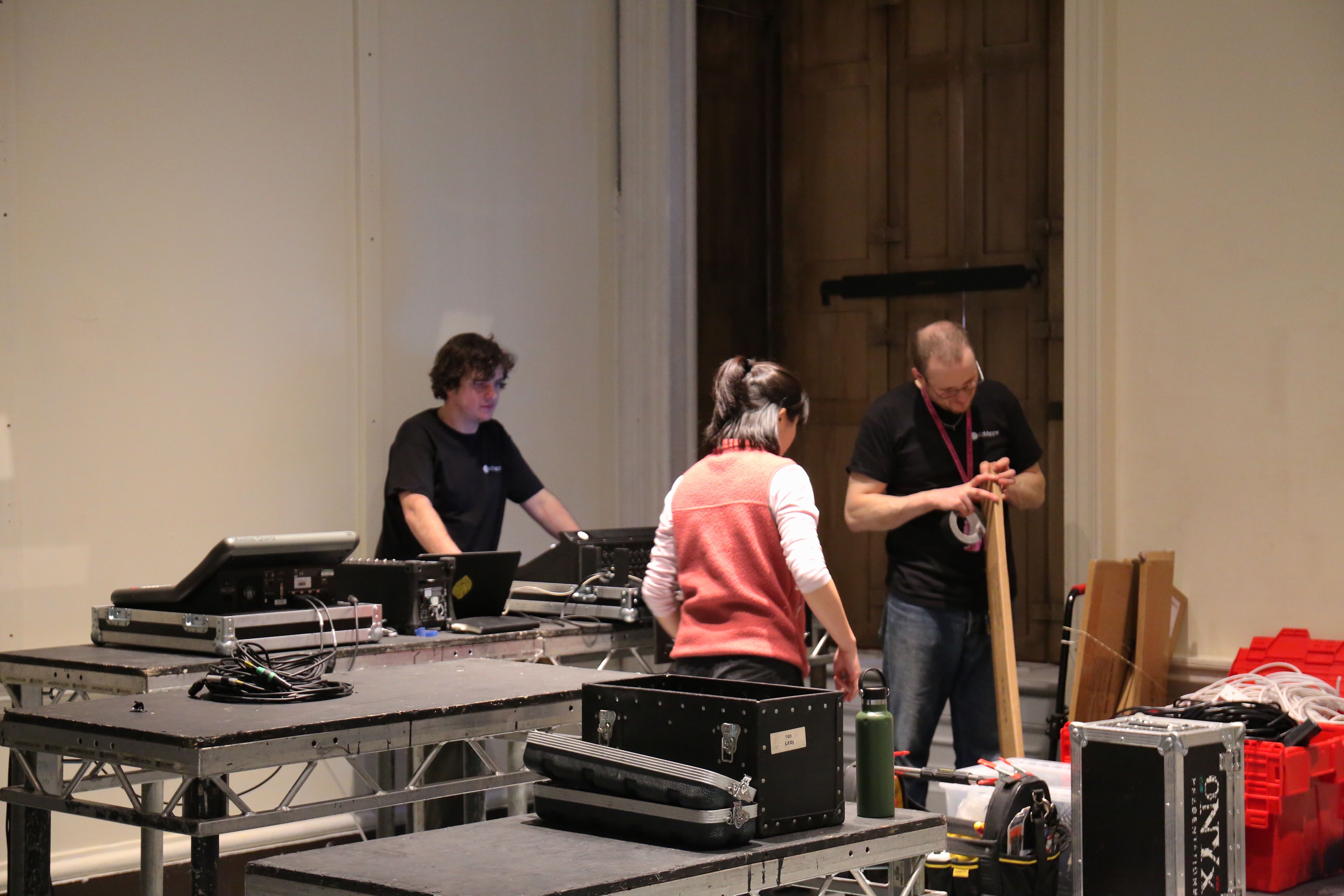 KitMapper crew setting up control desks for Assembly 2024, Somerset House