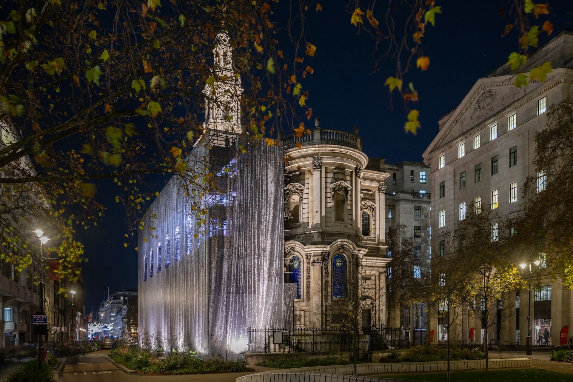 Decades by Louise Giovanelli, illuminated at St Mary le Strand.