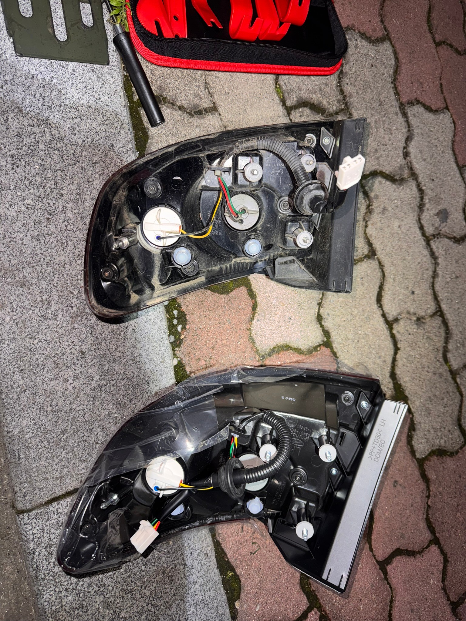 Comparison of the backs of the new and old tail lights
