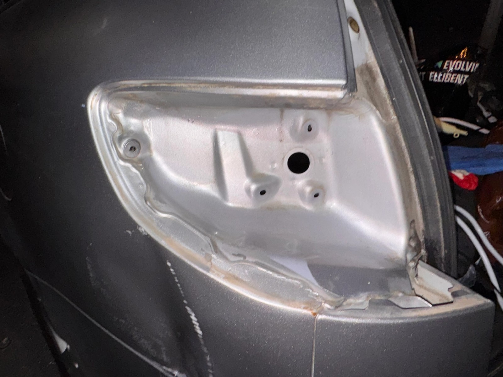 Tail light mounting recess with the light completely removed