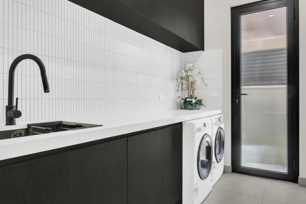 Butler's pantry with white subway tiles and timber cabinetry, Tiffany Walk Residence, Sanctuary Lakes