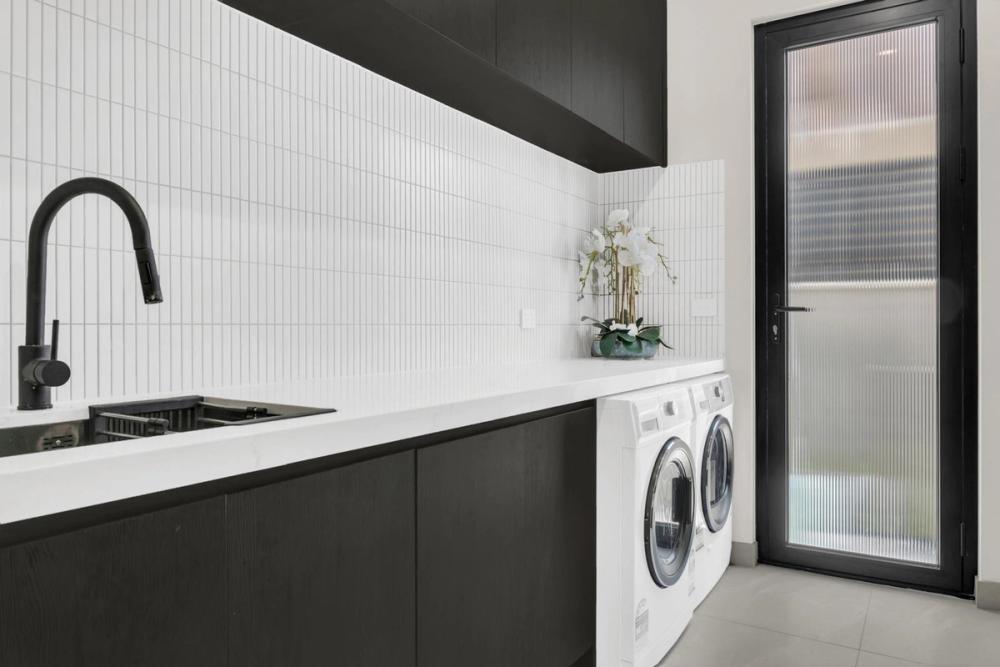 Butler's pantry with white subway tiles and timber cabinetry, Tiffany Walk Residence, Sanctuary Lakes