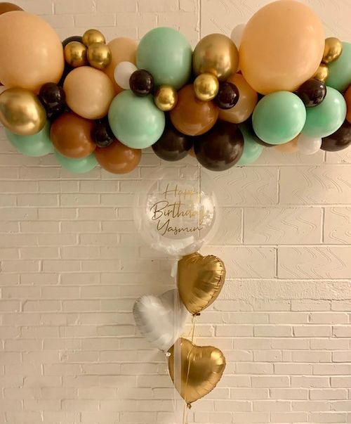Chocolate Balloon Garland and Personalised Bubble