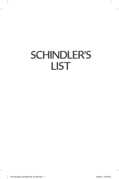 Schindler's List by Thomas Keneally book cover