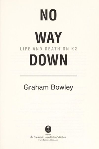 No Way Down by Graham Bowley book cover