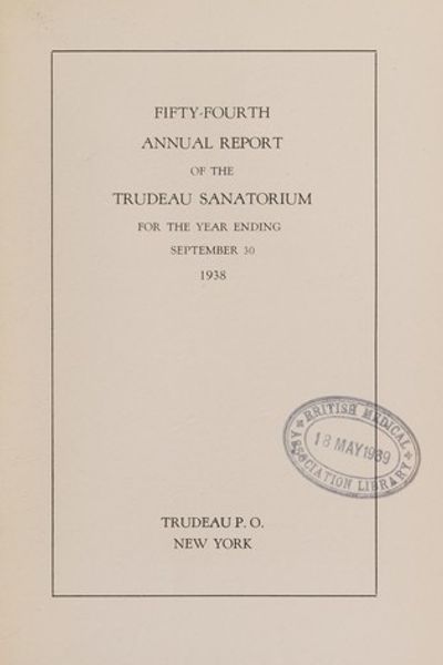 The Sanatorium by N.Y.) Trudeau Sanatorium (Saranac Lake book cover