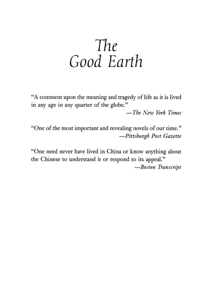 The Good Earth book cover