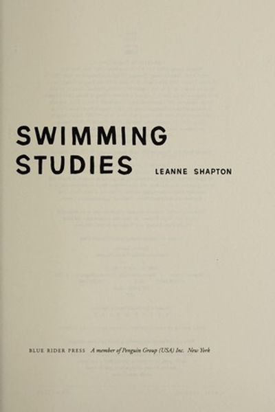 Swimming Studies by Leanne Shapton book cover