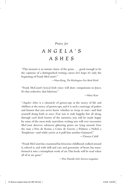 Angela's Ashes by Frank McCourt book cover