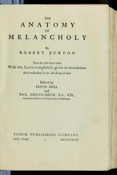 The Anatomy of Melancholy by Robert Burton book cover