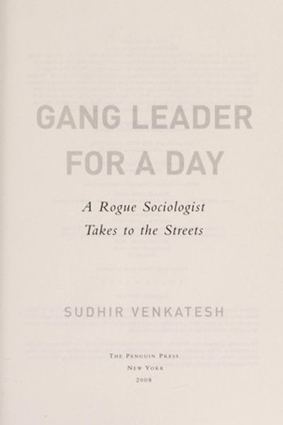 Gang Leader for a Day by Sudhir Venkatesh book cover