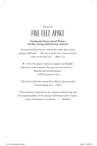 Five Feet Apart by Rachael Lippincott book cover