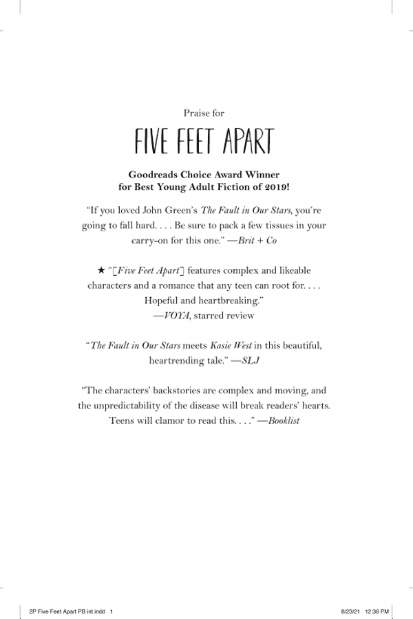 Five Feet Apart cover