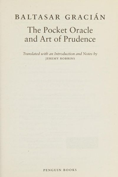 The Pocket Oracle and Art of Prudence by Baltasar Gracián book cover