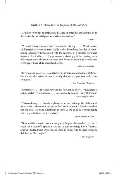The Emperor of All Maladies by Siddhartha Mukherjee book cover