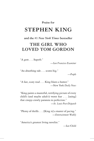 The Girl Who Loved Tom Gordon by Stephen King book cover