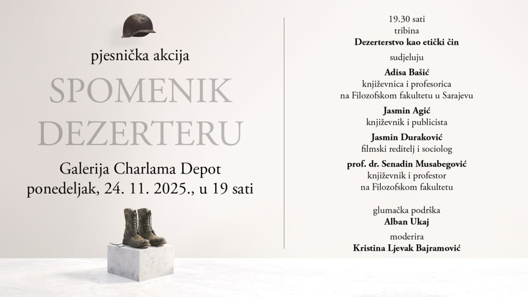 Charlama Depot organizira pjesničku akciju "Spomenik dezerteru