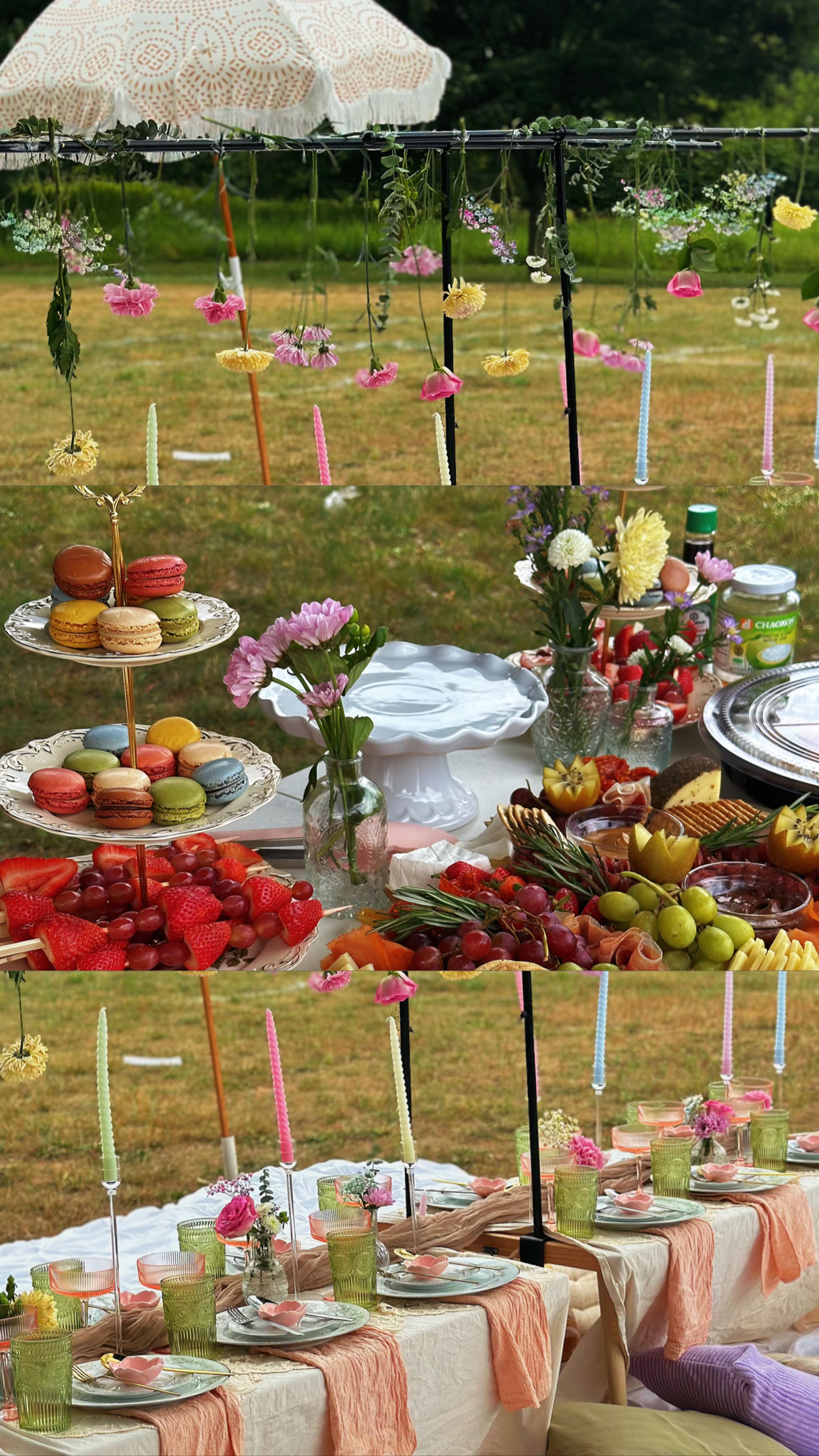 A buffet of sandwiches and pastries with grazing boards