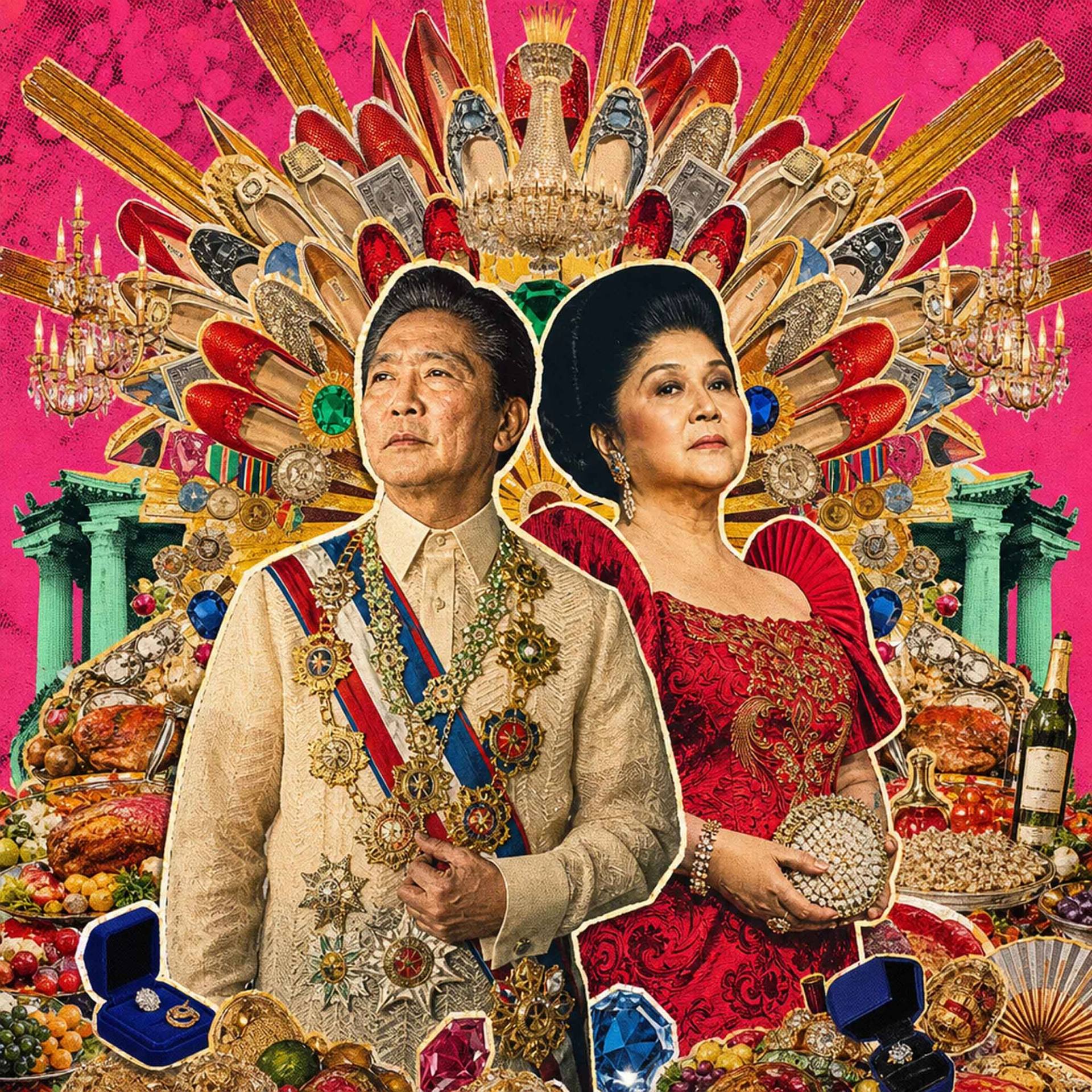 Satirical portrait of Imelda and Ferdinand Marcos