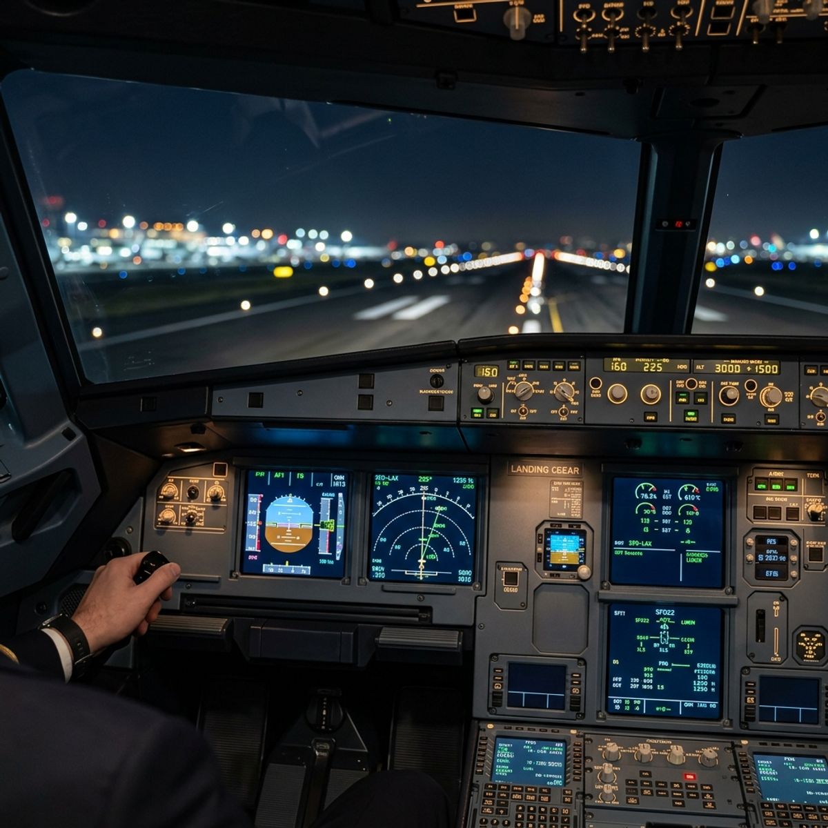 Cockpit view during pilot training