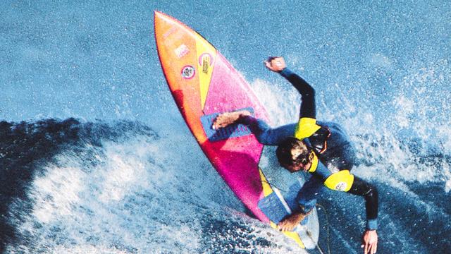 Alexis Usher rides a Bradbury board, 1987. Photo: Rob Brown