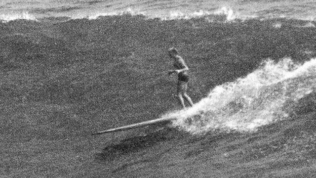 Whitey Harrison on a Pacific Home System board, Dana Point, 1939