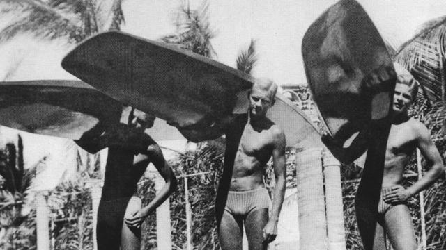 Bill (center) and Dudley (right), Waikiki, 1937
