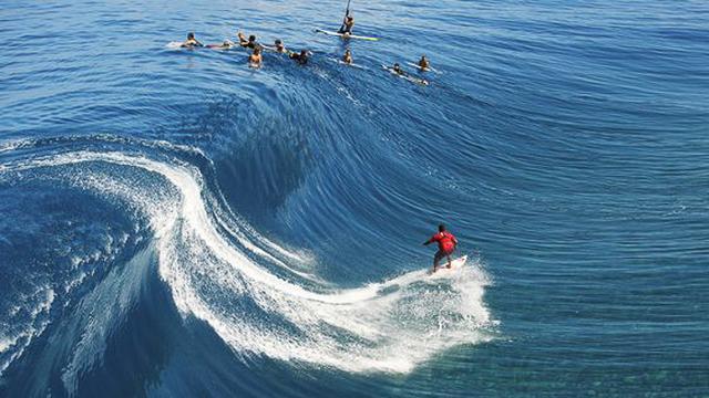 Teahupoo from above, on a small day