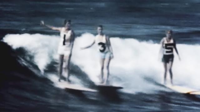 Ethel Kukea, left, Makaha, 1959. Photo: Greg Noll