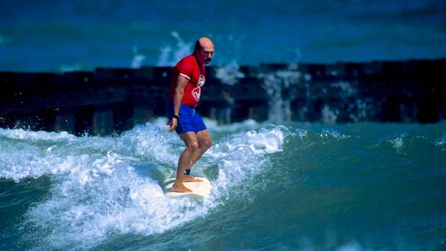 Bob White surfing the ESA championships, late '80s. Photo: Keving Welsh