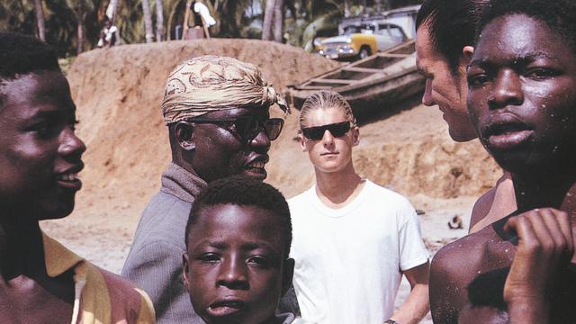 Mike Hynson during Endless Summer shoot in Ghana, 1963. Photo: Bruce Brown