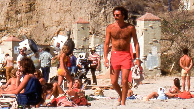 Ira Opper on "Big Wednesday" set, Cojo Point,1977. Photo: Stephen Shapiro