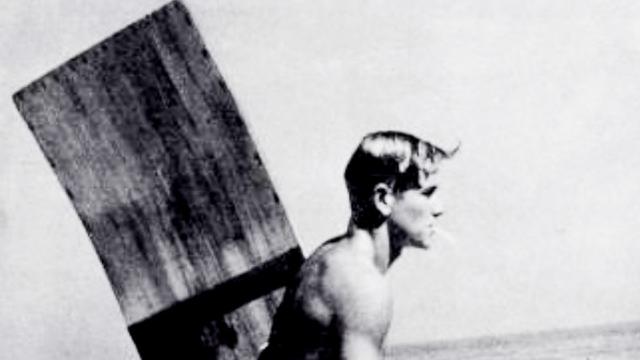 Brazilian film star Adruino Colasanti with early "church door" madeirite board