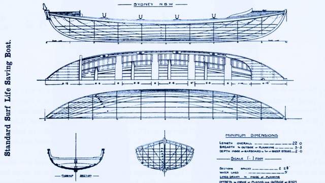 Blueprint for prewar surf boat