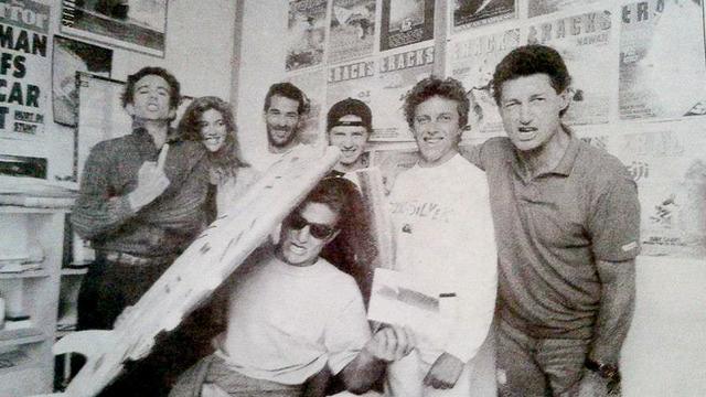 Tim Baker, far right, Tracks magazine, late 1980s