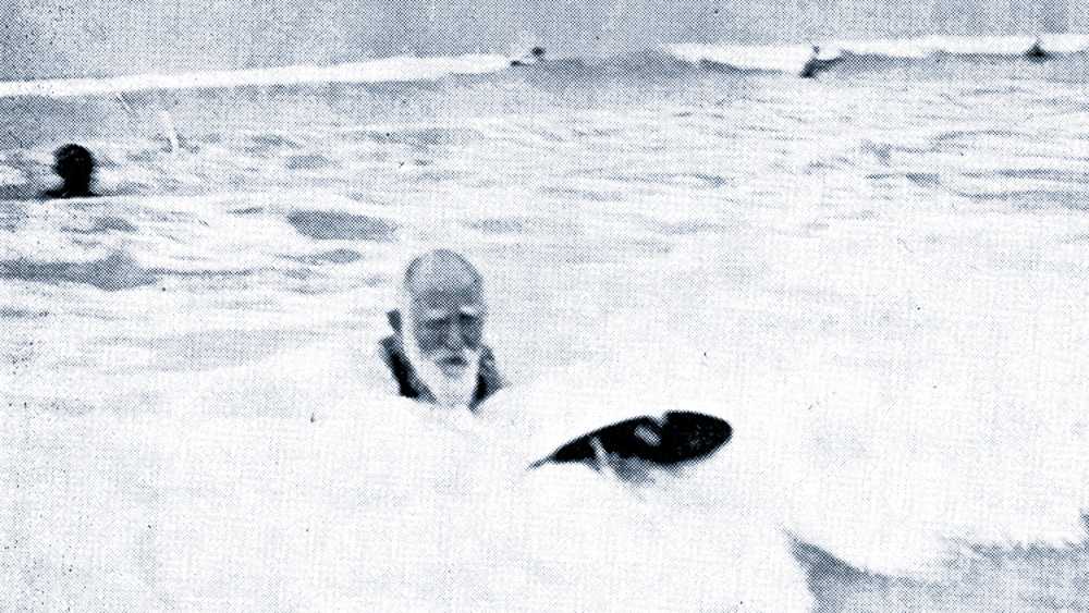george bernard shaw surfing in muizenberg, cape town, south africa