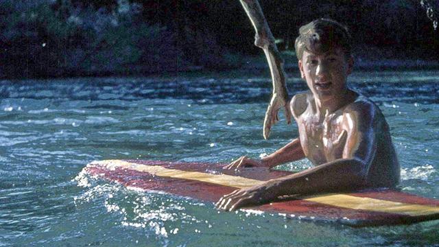 Arthur Pauli and tree branch in the River Alz, 1965