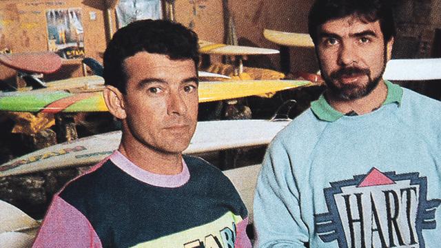 Spider Murphy (left) and George Thomopoulos, 1985
