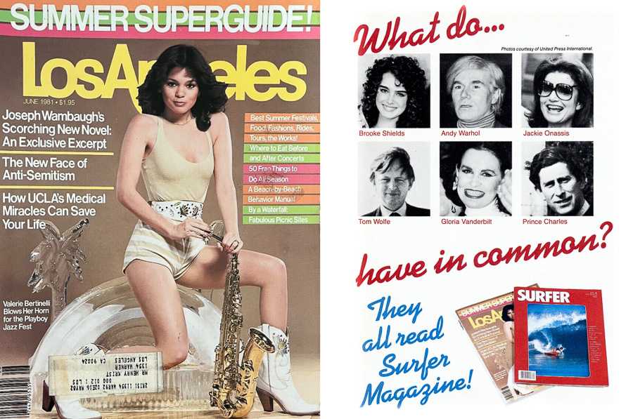 surfer magazine, brooke shields, andy warhol, prince charles, tom wolfe